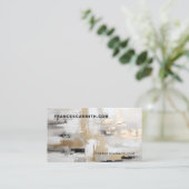 アーバンエレガンス：抽象芸術融合B&W&金ゴールド 名刺 (スタンド正面)