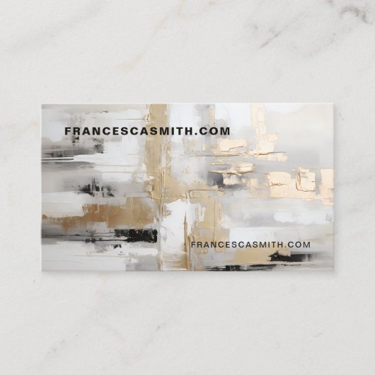 アーバンエレガンス：抽象芸術融合B&W&金ゴールド 名刺 (正面)