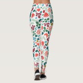 アーバンオーガニック抽象芸術パターン秋色オン白 レギンス (裏面)