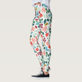 アーバンオーガニック抽象芸術パターン秋色オン白 レギンス (左)