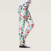 アーバンオーガニック抽象芸術パターン秋色オン白 レギンス (右)