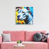 アーバンカラフルグラフィティ通りアートピットブル恋人 キャンバスプリント (インサイチュ (リビング))