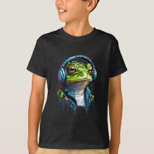 アーバンカラフルグルーブ:ヘッドフォン付きカエル Tシャツ