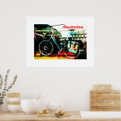 アーバンカラフルバイクコラージュ – アムステルダムシリーズ ポスター (キッチン)