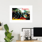 アーバンカラフルバイクコラージュ – アムステルダムシリーズ ポスター (ホームオフィス)