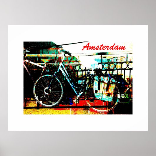 アーバンカラフルバイクコラージュ – アムステルダムシリーズ ポスター (正面)