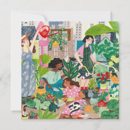 アーバンガーデニング女性イラストレーション カード