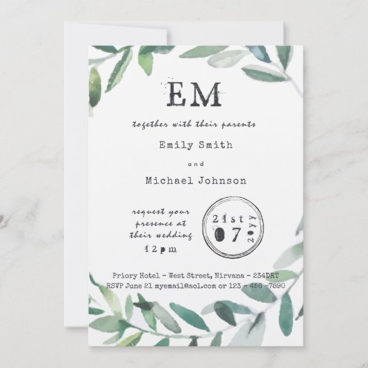 アーバンガーデンのチャーム - ラスティックリーフタイプセットクラフト 招待状 (正面)