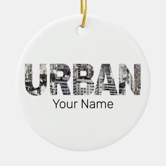 アーバンキャピタルレタリングアーバンピープルヴィンテージデザイン セラミックオーナメント (正面)