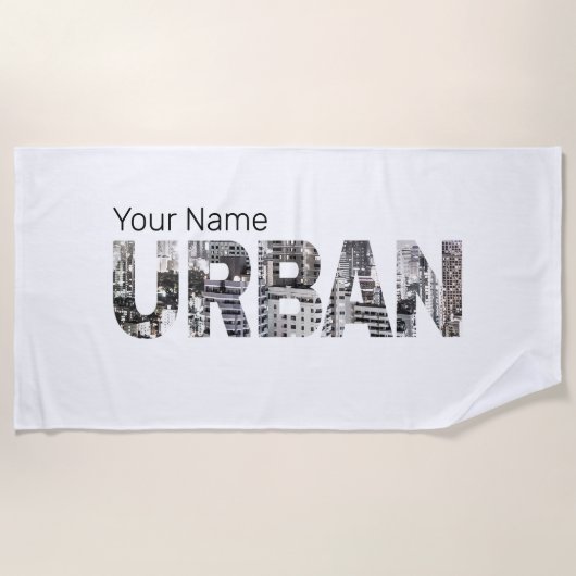 アーバンキャピタルレタリングアーバンピープルヴィンテージデザイン ビーチタオル (正面)