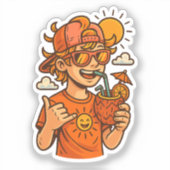 アーバンクールサマーバイブTシャツ – 通りアートスタイル シール (正面)