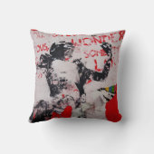 アーバングラフィティアート枕。ベルリンの壁、赤い白 クッション (裏面)