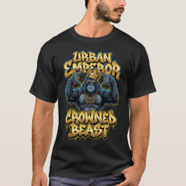 アーバングラフィティゴリラの王冠を戴く獣の壁アート Tシャツ