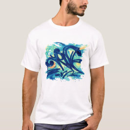 アーバングラフィティスプラッシュ - ブルー＆ティールストリートアート Tシャツ