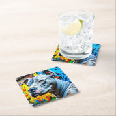 アーバングラフィティ通りアートシティピットブル恋人 スクエアペーパーコースター (インサイチュ)