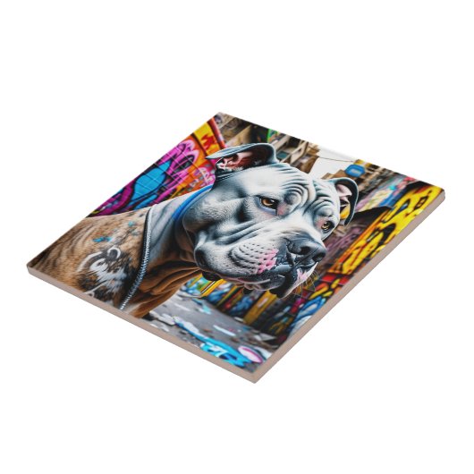 アーバングラフィティ通りアートシティピットブル恋人 タイル (側面)