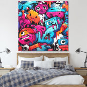 アーバングラフィティ通りアートスプラッシュ キャンバスプリント (インサイチュ (寝室))