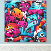 アーバングラフィティ通りアートスプラッシュ キャンバスプリント (インサイチュ (ウッドフロア))