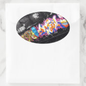 アーバングラフィティ通りアートブラック&ホワイトとカラー 楕円形シール (バッグ)