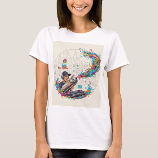 アーバングラフィティDJサウンドウェーブTシャツ Tシャツ (正面)