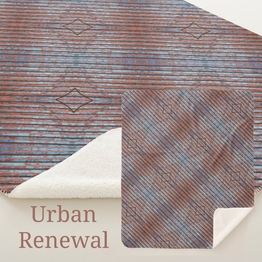 アーバングランジモットルブルーレッドストライプズ シェルパブランケット