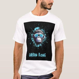 アーバンコングゴリラデザイン - ブルー&ブラックストリートウェア Tシャツ