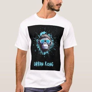 アーバンコングゴリラデザイン - ブルー&ブラックストリートウェア Tシャツ