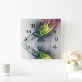 アーバンコンテンポラリーファイアの炎が鮮明 スクエア壁時計 (ホーム)