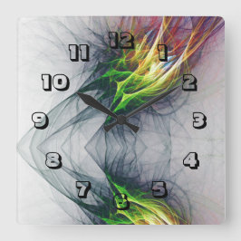 アーバンコンテンポラリーファイアの炎が鮮明 スクエア壁時計