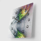 アーバンコンテンポラリーファイアの炎が鮮明 スクエア壁時計 (傾斜)