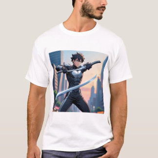 アーバンサムライ - ダブルカタナを持つアニメの戦士 Tシャツ