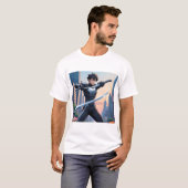 アーバンサムライ - ダブルカタナを持つアニメの戦士 Tシャツ (正面フル)