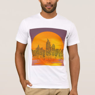 アーバンサンセットスカイライン – ゴールデンシティシルエット Tシャツ