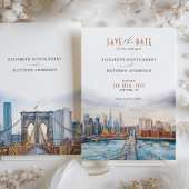 アーバンシックなブルックリンブリッジ日付スカイラインを保存 招待状