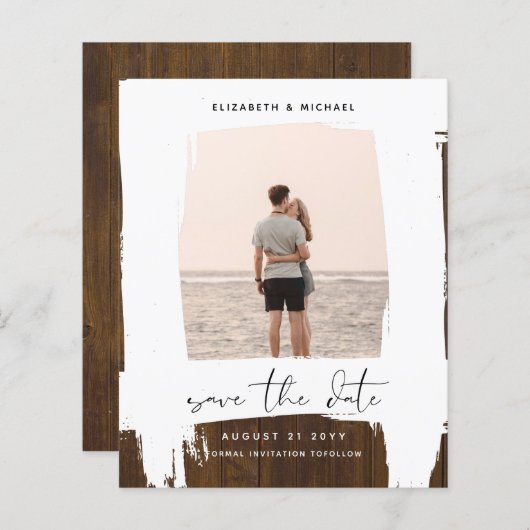 アーバンシックなミニマルな写真の日付を保存する予算 (正面/裏面)