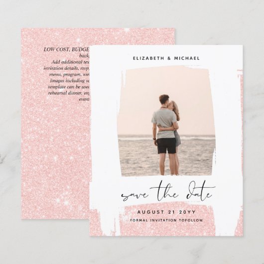 アーバンシックなミニマルな写真の日付を保存する予算 (正面/裏面)