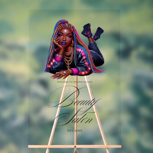 アーバンシックヒップホップ美しいサロン歓迎 アクリルサイン (ニュートラル)