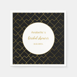 アーバンシック幾何ゴールデンブラックパターン スタンダードカクテルナプキン