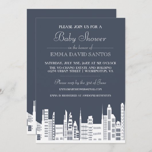 アーバンシティベイビーシャワー招待状 招待状 (正面/裏面)