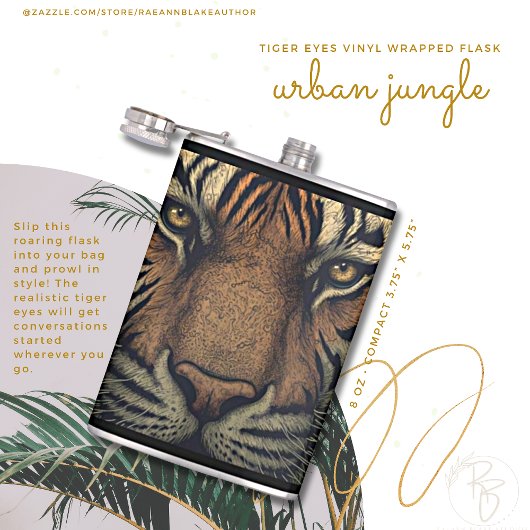 アーバンジャングルタイガーアイズビニールフラ包まれたスク フラスク