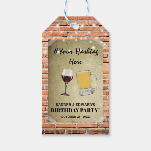 アーバンジョイント誕生日ハッシュタグボトルラベル ギフトタグ (正面)