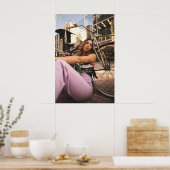 アーバンスタイリッシュサイクリング。ヴィンテージバイクアートの女性 ポスター (キッチン)