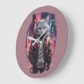 アーバンストリートキャットデザイン ラージ壁時計 (傾斜)