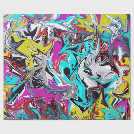 アーバンストリートスタイルのグラフィティパーティ ラッピングペーパー (フラット)