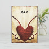 アーバンタトゥーウィングハート結婚式招待状。 招待状 (スタンド正面)