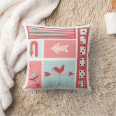 アーバンチキンファームミッドセンチュリーアクアレッドレトロ クッション (ブランケット)