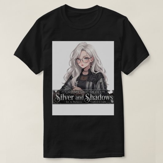 アーバンチックな反逆者 銀と影 アニメ女子グラ Tシャツ (デザイン正面)