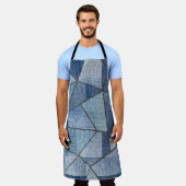 アーバンデニム動揺して:パッチワークデザイン エプロン (着用した状態)