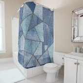 アーバンデニム動揺して：パッチワークデザイン シャワーカーテン (インサイチュ)