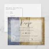 アーバンネイビーブルーモダンバジェットウェディングRSVP ポストカード (正面/裏面)